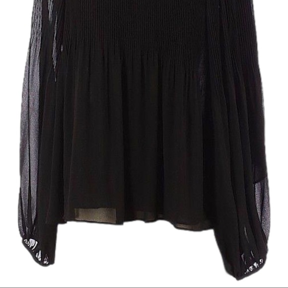 Pookie & Sebastian Accordion pleated Cutout Black Boho Peasant Blouse Size S - Picture 6 of 11